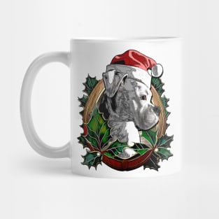 White Boxer in a Santa Hat Mug